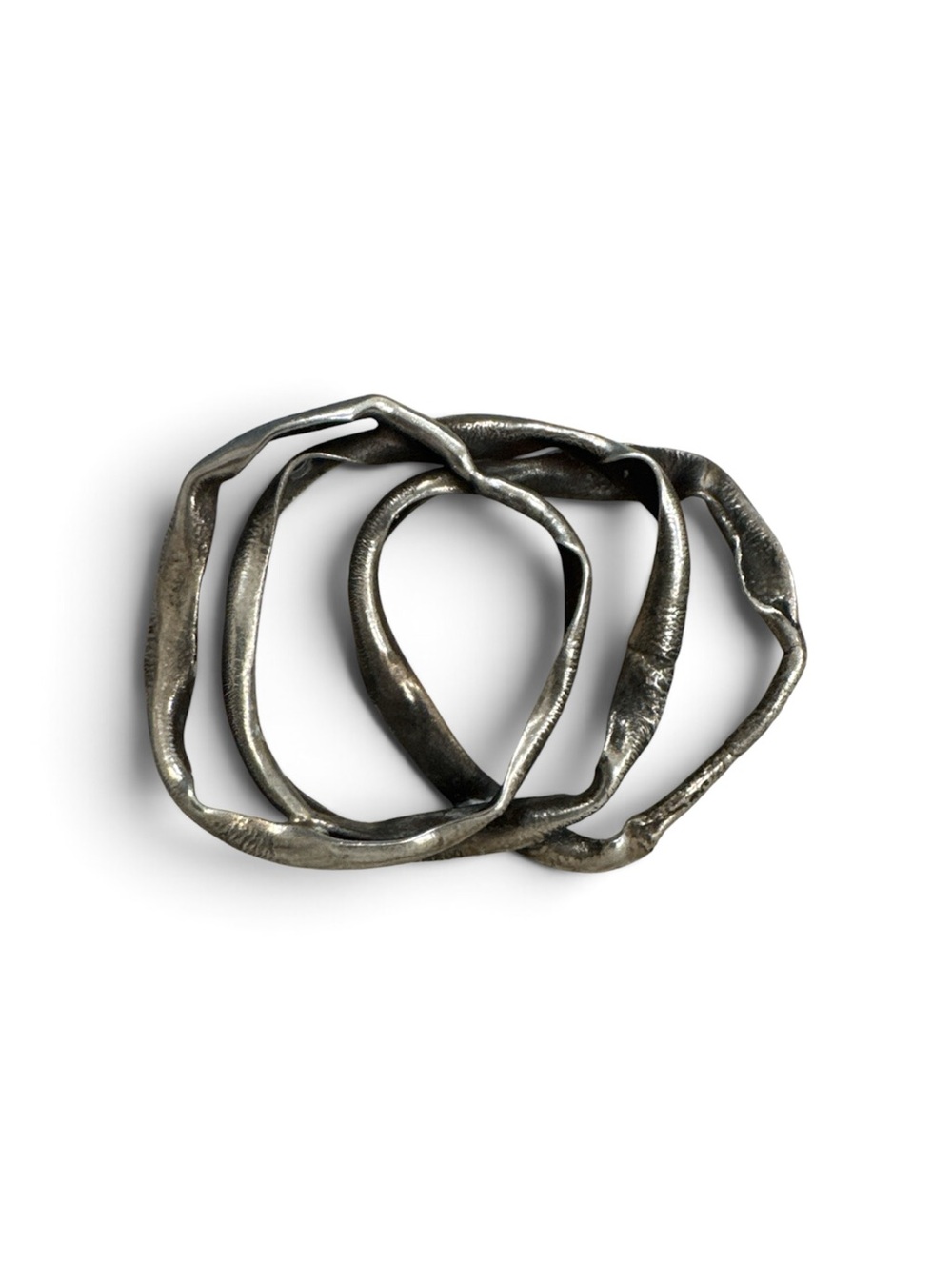 Vintage Modernist Sterling Silver Interlocking Loop Brooch Pin 13 g